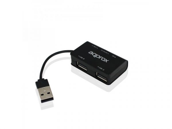 HUB USB 2.0 APPROX 3 PUERTOS NEGRO + LECTOR TARJET