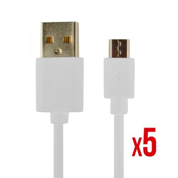 CABLE POWER2GO USB-A A MICRO-USB 1M BLANCO PACK 5