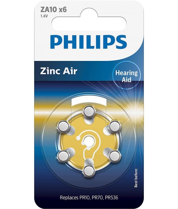 PILAS PHILIPS AUDIFONOS ZINC AIRE ZA10 PACK 6