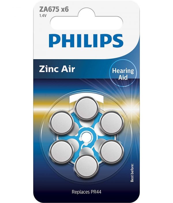 PILAS PHILIPS AUDIFONOS ZINC AIRE ZA675-PR44 PACK6