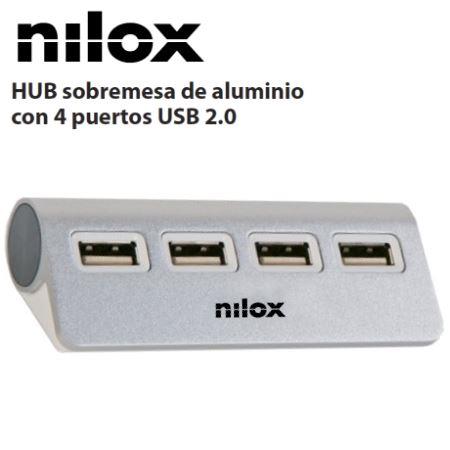 NILOX HUB 4 PUERTOS 2.0 ALUMINIO