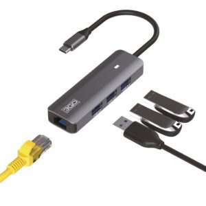 HUB 3GO USB-C 3 PUERTOS USB3.0+LAN RJ45