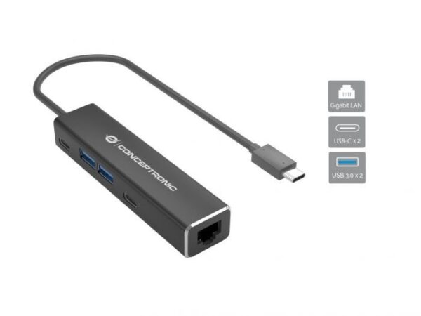 ADAPTADOR CONCEPTRONIC USB-C - ETHERNET 1GB + 4USB