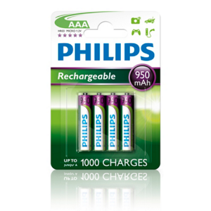 PILAS PHILIPS RECARGABLE R03B4A70 AAA 950MAH PACK4