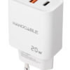 Cargador nanocable usb - c - pd + usb - a - qc 20w - blanco